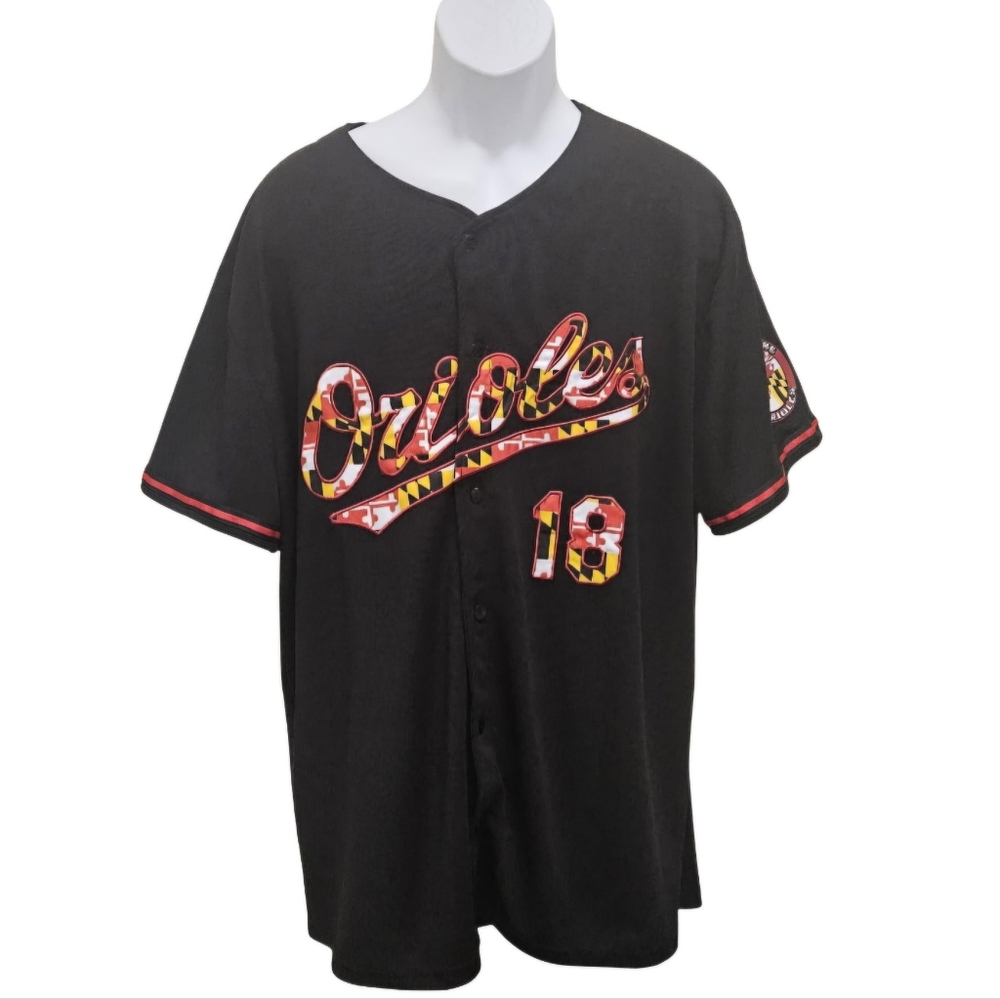 Baltimore Orioles Black Jersey SGA XL Button Down MD Flag Logo #18